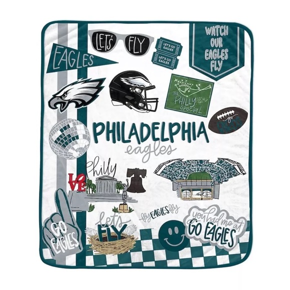 EAGLES FANS-NEW with Tags-Philadelphia Eagles NFL 60” x 70” Soft Plush Blanket - Picture 2 of 4